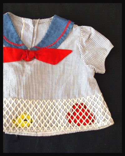 Vintage baby girl SAILOR SHORTS top dress OUTFIT 6 mo  