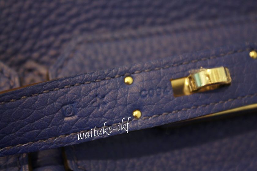  NEW Hermes Birkin 30 ELECTRIC BLUE CLEMENCE PHW Blind Stamp O  