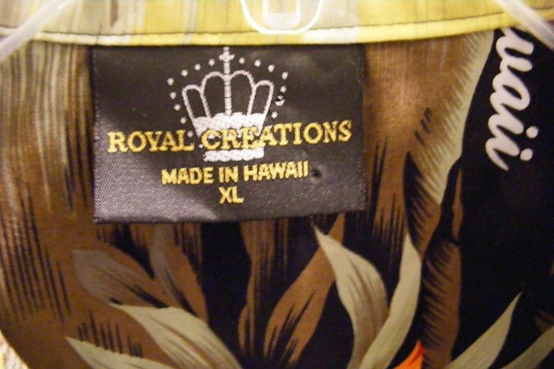 Royal Creations Hawaiian Sunset Yellow Floral Tropical Sail Boat Shirt 