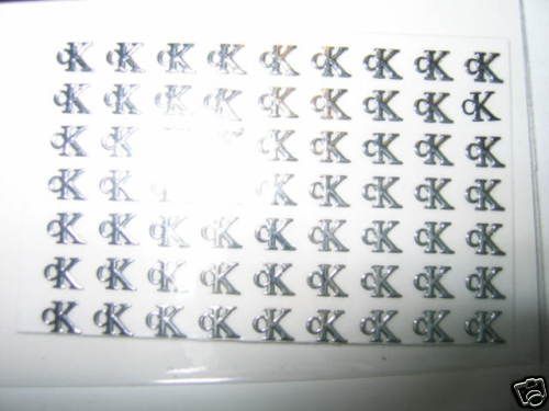 CK CALVIN KLEIN Silver 14K Nail Art Decals Stickers  