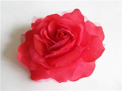 inch RED Silk Rose Wedding Bridal Hair Flower Clip  