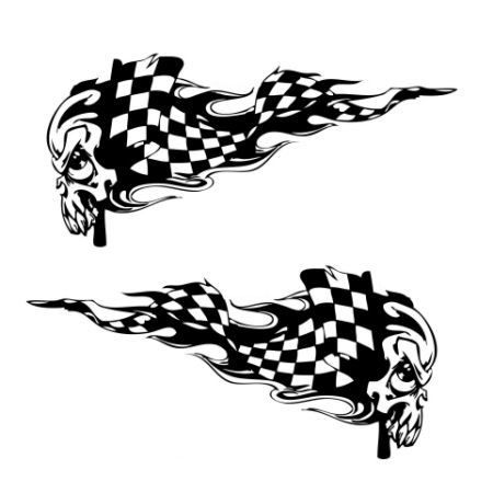 Race Flag Skull Graphic Set(2) 26 Sport, Drag, MotoX  