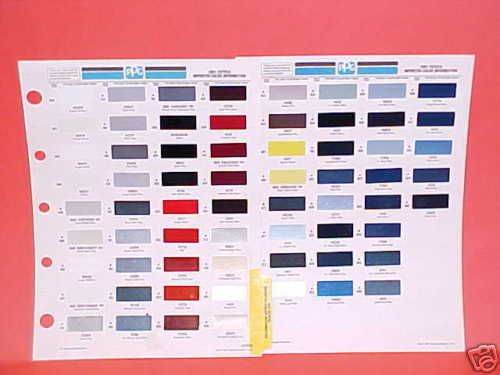 1991 TOYOTA PAINT CHIPS COLOR CHART GUIDE BROCHURE 91  