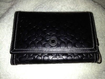   Soho Black Embossed Leather Clutch Wallet Coin Purse  EUC