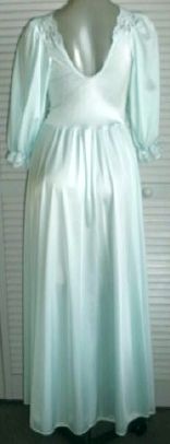 Gorgeous Aqua OLGA Formfit 3/4 Sleeves Nightgown Night Gown 163 Sweep 