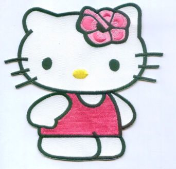 Pink Hello Kitty Cat Embroidered Iron On Patch 5 Inch  