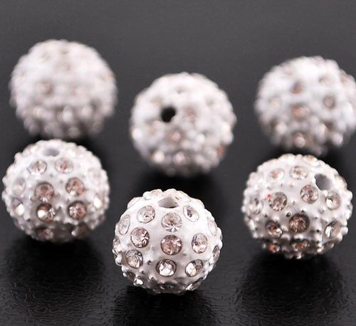 50p 9MM Disco Crystal Ball Beads 8Colors+Braid Chain Fit DIY Charms 