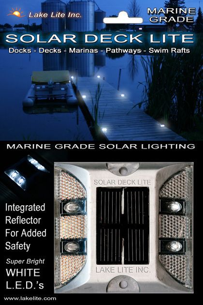 Outdoor Solar Dock and Deck Light   Low Profile Anodized Aluminum LED 