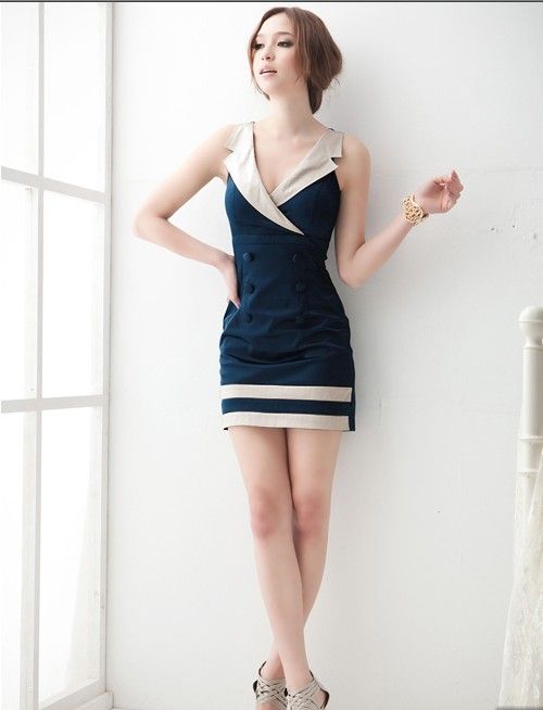 New Korea women Deep V neck mini dress dresses ZGX24  