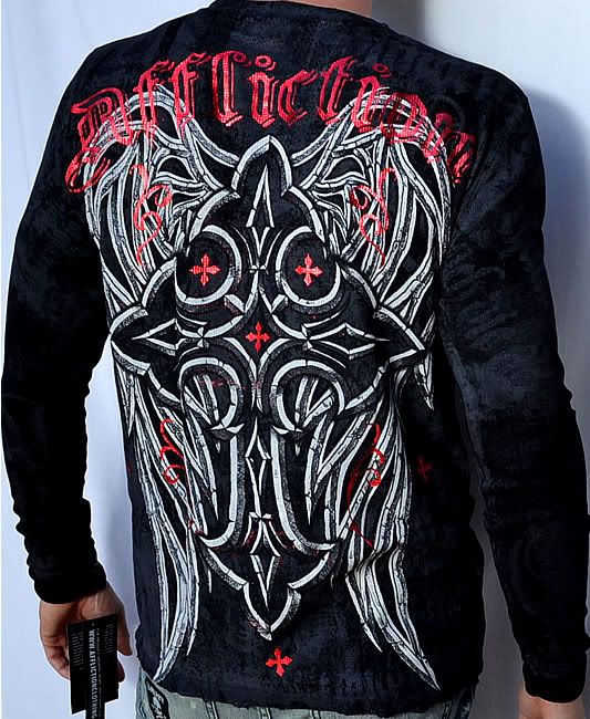 Affliction MURAL Mens Long Sleeve Thermal Shirt A4722   NEW   Black 