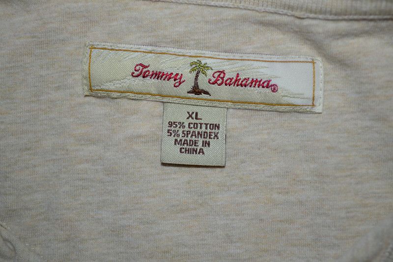 Tommy Bahama LONG SLEEVE BROWN BEIGE COTTON SPANDEX STRETCH POLO SHIRT 