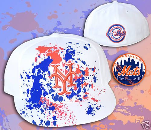 New York Mets MLB Hat Cap Paint White Fitted 7 1/4  