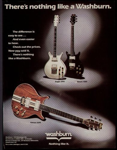 1982 EAGLE, RAVEN, & FALCON WASHBURN GUITARS AD  