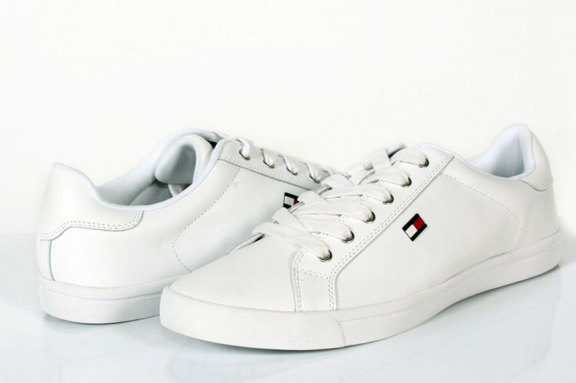 TOMMY HILFIGER MENS SHOES NEW WITH TAGS FLAG LACE UP SNEAKERS WHITE 