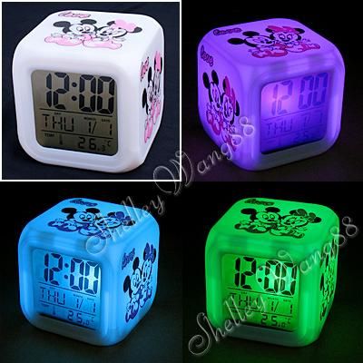 LED Change 7 Color Digital Alarm Clock Mickey Mouse New  