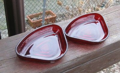 RUBY GLASS INSERTS ANCHOR HOCKING TRIANGLES  