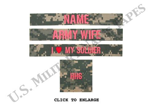 Army Army Wife ACU Name Tape Set w/o Velcro  